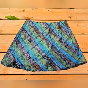 3/$20 ZARA Green Sequin A-Line Mini Skirt with Zip Back, Med